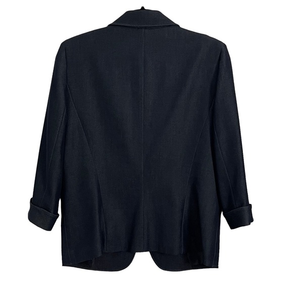 TAHARI DARK DENIM BUCKLE FRONT BLAZER & PENCIL SKIRT SIZE 8 - Picture 3 of 9